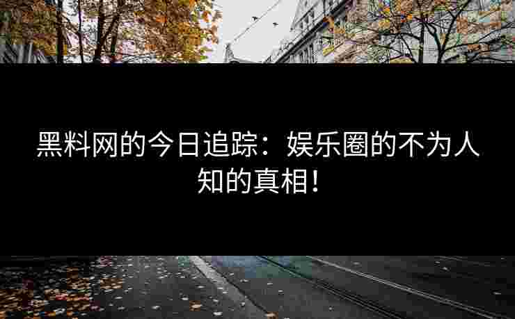 黑料网的今日追踪：娱乐圈的不为人知的真相！